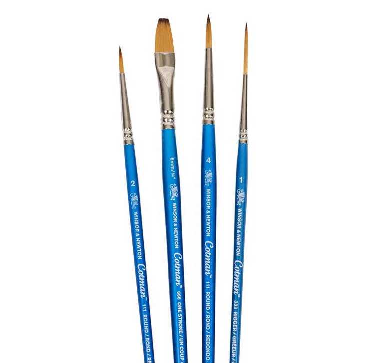 Winsor and Newton Cotman Watercolour Synthetic Hair Brush - Short Handle - Pack of 4 Winsor & Newton